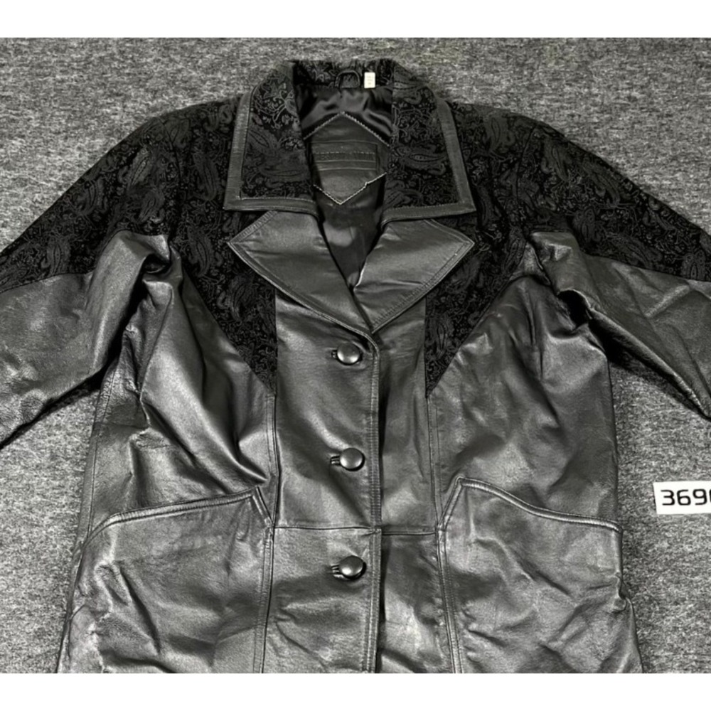 Paisley Suede & Leather Trench Coat-Preston & York Women‎ Medium  3/4 Sleeve